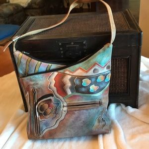Anuschka hand painted leather shoulder bag